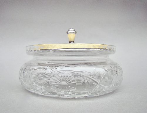 fig 2. ART DECO SILVER & GUILLOCHE ENAMEL TOILETRY JAR BY CHARLES GREEN & CO, BIRMINGHAM 1935