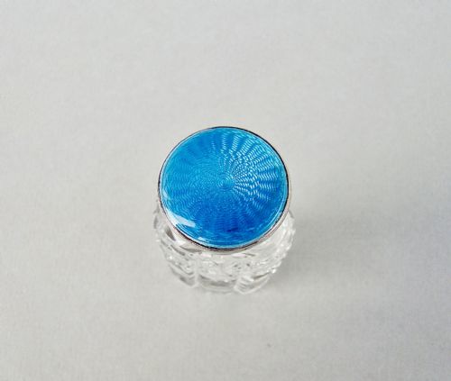 fig 2. ART DECO SILVER & GUILLOCHE ENAMEL SCENT BOTTLE BY HENRY CLIFFORD DAVIS, BIRMINGHAM 1924