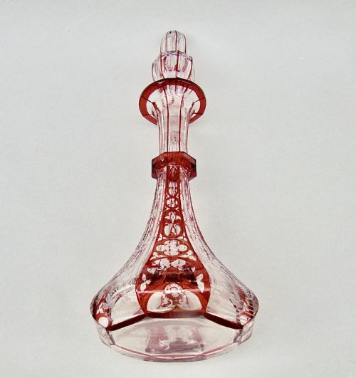 fig 1. FABULOUS BOHEMIAN RUBY & CLEAR GLASS SCENT BOTTLE, CIRCA 1880