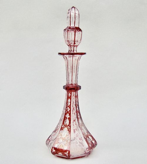 Fabulous Bohemian Ruby & Clear Glass Scent Bottle, Circa 1880