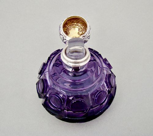 fig 3. FABULOUS VICTORIAN SILVER AND AMETHYST GLASS SCENT BOTTLE BY LEVI & SALAMAN, BIRMINGHAM 1900
