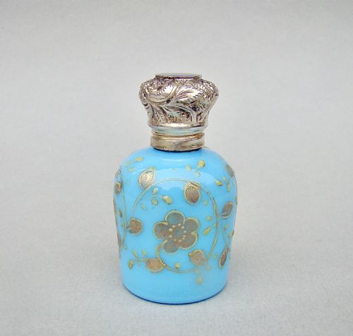 fig 1. VICTORIAN SILVER GILT MOSER GLASS SMALL SCENT BOTTLE, CIRCA 1890
