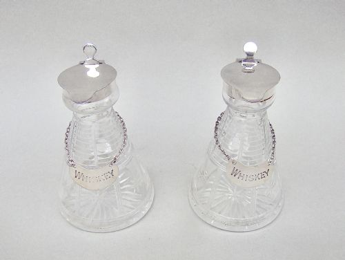 fig 1. PAIR OF ART DECO SILVER MOUNTED WHISKY TOTS BY THE GOLDSMITHS & SILVERSMITH CO LTD, LONDON 1933