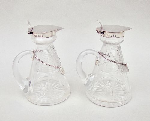 Pair of Art Deco Silver Mounted Whisky Tots by the Goldsmiths & Silversmith Co Ltd, London 1933