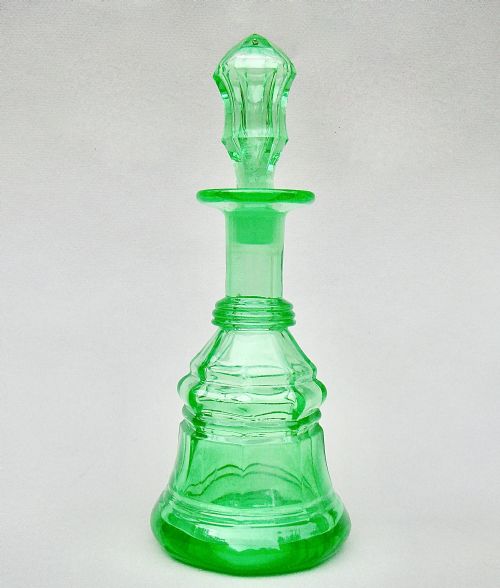Unusual Victorian Uranium Glass Scent Bottle , Circa 1890
