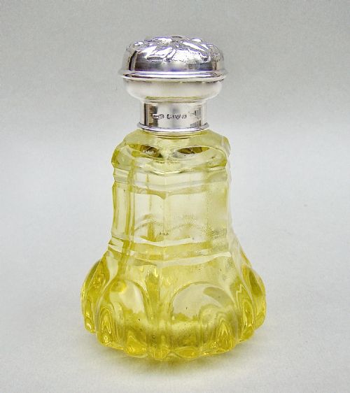 fig 2. UNUSUAL EDWARDIAN SILVER AND CITRINE GLASS SCENT BOTTLE BY J & R GRIFFIN, CHESTER 1906
