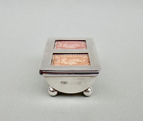 fig 1. EDWARDIAN SILVER DOUBLE TROUGH-SHAPED STAMP BOX BY ADIE & LOVEKIN, BIRMINGHAM 1900
