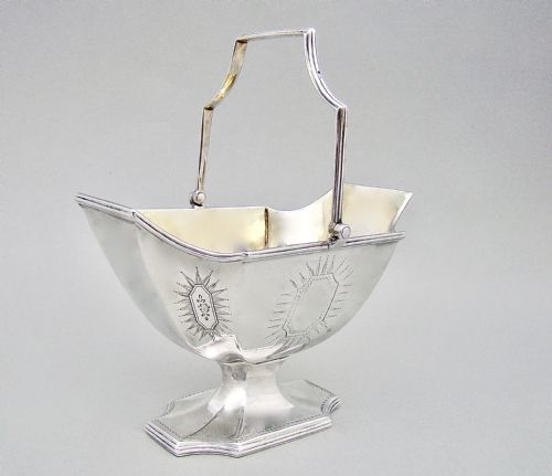 fig 2. GEORGIAN SILVER SWING-HANDLED SUGAR BASKET BY WILLIAM PLUMMER, LONDON 1789
