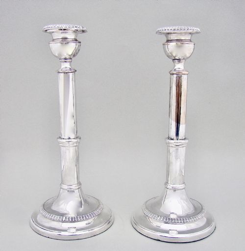fig 1. GOOD PAIR OF GEORGIAN OLD SHEFFIELD PLATE TELESCOPIC CANDLESTICKS, CIRCA 1800