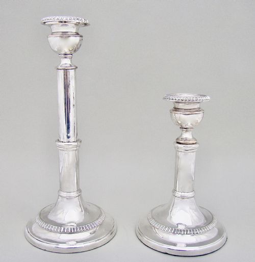 fig 2. GOOD PAIR OF GEORGIAN OLD SHEFFIELD PLATE TELESCOPIC CANDLESTICKS, CIRCA 1800