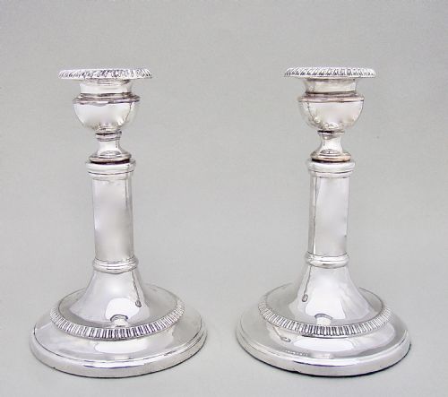 Good Pair of Georgian Old Sheffield Plate Telescopic Candlesticks,  Circa 1800