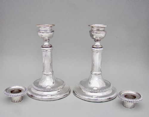 fig 3. GOOD PAIR OF GEORGIAN OLD SHEFFIELD PLATE TELESCOPIC CANDLESTICKS, CIRCA 1800