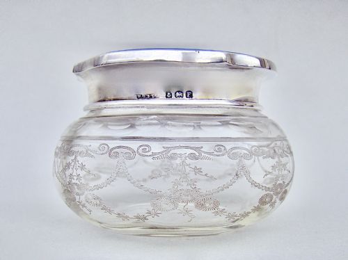 fig 2. ART DECO SILVER & GUILLOCHE ENAMEL DRESSING TABLE JAR BY W.G. SOTHERS, BIRMINGHAM 1930
