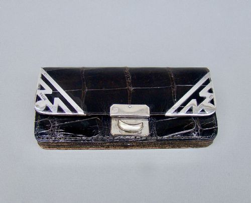 fig 1. EDWARDIAN SILVER & CROCODILE SKIN PURSE BY LUDWIG KRUMM, BIRMINGHAM 1900