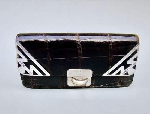 Edwardian Silver & Crocodile Skin Purse by Ludwig Krumm, Birmingham 1900