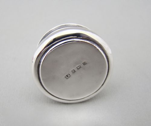 fig 3. SILVER AND GUILLOCHE ENAMEL PILL BOX BY LAWRENCE EMANUEL, BIRMINGHAM 1913

