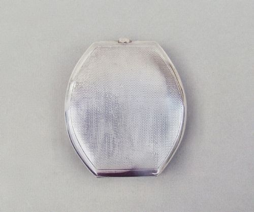 fig 3. ART DECO SILVER AND PINK GUILLOCHE ENAMEL COMPACT BY TURNER & SIMPSON, BIRMINGHAM 1935