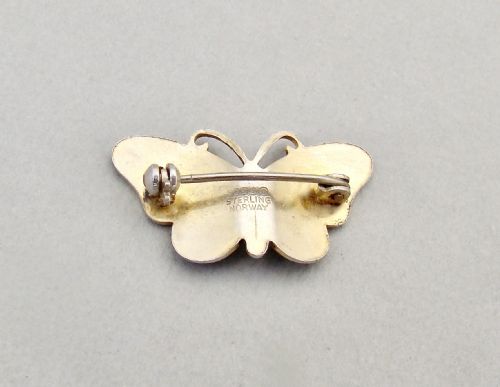 fig 1. SMALL NORWEGIAN STERLING SILVER & BLUE ENAMEL BUTTERFLY BROOCH, CIRCA 1930