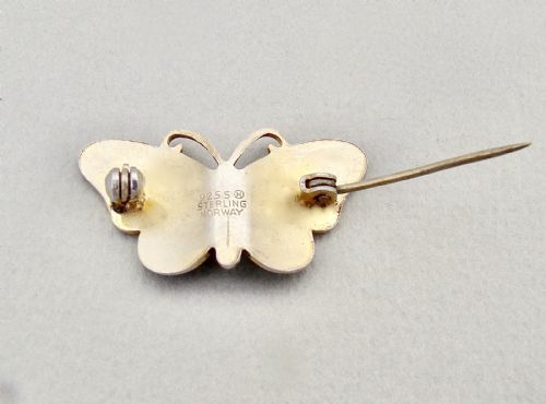 fig 2. SMALL NORWEGIAN STERLING SILVER & BLUE ENAMEL BUTTERFLY BROOCH, CIRCA 1930
