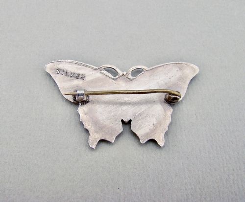 fig 1. SCANDINAVIAN STERLING SILVER & GUILLOCHE ENAMEL BUTTERFLY BROOCH, CIRCA 1930