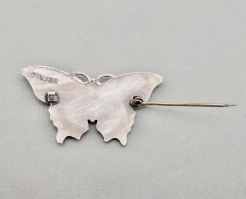 fig 2. SCANDINAVIAN STERLING SILVER & GUILLOCHE ENAMEL BUTTERFLY BROOCH, CIRCA 1930