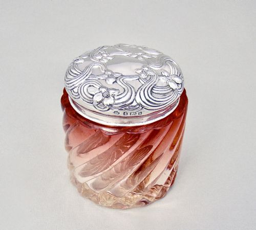 fig 1. EDWARDIAN SILVER MOUNTED FRENCH BACCARAT BAMBOO PATTERN JAR BY WILLIAM HUTTON, BIRMINGHAM 1901