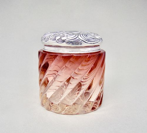 fig 2. EDWARDIAN SILVER MOUNTED FRENCH BACCARAT BAMBOO PATTERN JAR BY WILLIAM HUTTON, BIRMINGHAM 1901