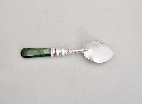 fig 2. GEORGE V SILVER & JADE SMALL PRESERVE SPOON BY ADIE & LOVEKIN, BIRMINGHAM 1922