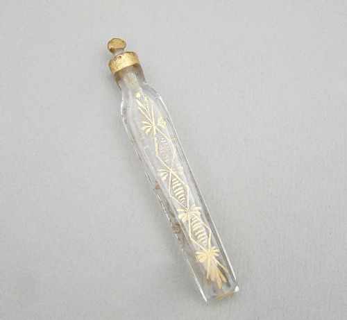 Unusual Small Oxford Lavender "Attar" Scent Bottle, Circa 1850