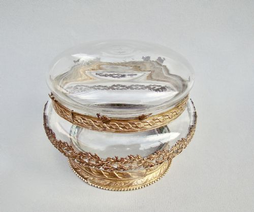 Exquisite Napoleon III French Ormulu Mounted Dressing Table Jar , Circa 1860