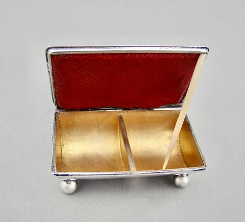 fig 3. EDWARDIAN SILVER DOUBLE TROUGH-SHAPED STAMP BOX, BIRMINGHAM 1907