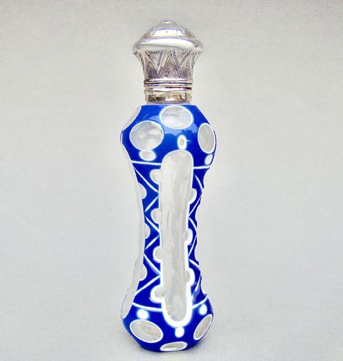 fig 1. EXQUISITE 19TH CENTURY FRENCH SILVER GILT & BOHEMIAN TRIPLE CASED GLASS SCENT BOTTLE, CIRCA 1890