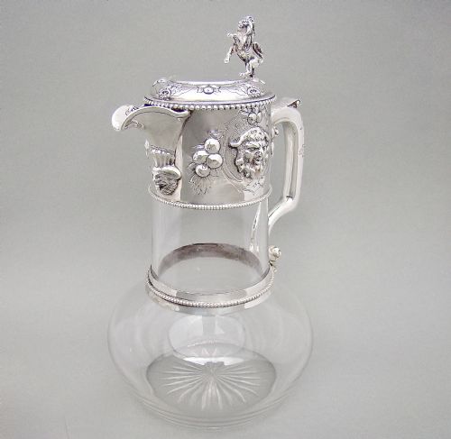 Exceptional Victorian Solid Silver  "Bacchanalian" Claret Jug by John Wilmin Figg, London 1857