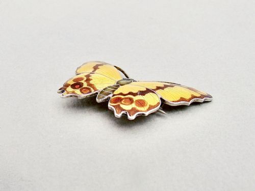 fig 2. ART NOUVEAU STERLING SILVER & GUILLOCHE ENAMEL BUTTERFLY BROOCH BY JOHN ATKIN & SONS, CIRCA 1910