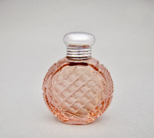 Delightful Art Deco Silver and Pressed Glass Scent Bottle, Circa 1930
