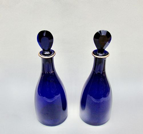 fig 2. STUNNING PAIR OF GEORGIAN BRISTOL BLUE GLASS DECANTERS, CIRCA 1795