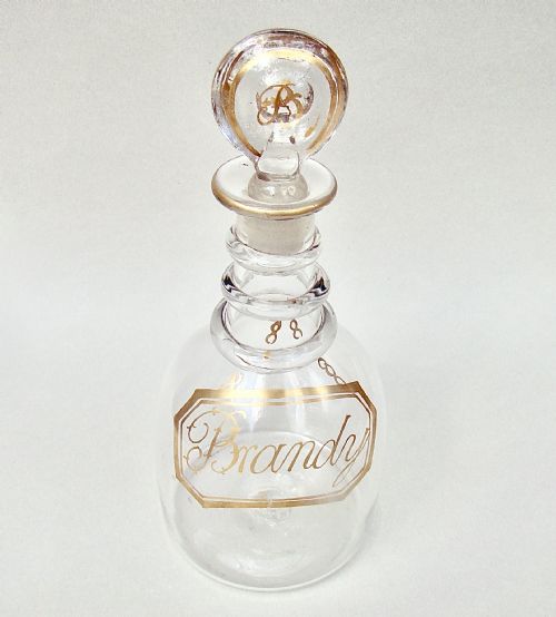 fig 1. RARE GEORGIAN GILT GLASS BRANDY DECANTER, CIRCA 1795