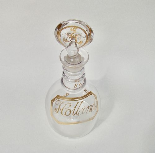 fig 1. RARE GEORGIAN GILT GLASS HOLLANDS DECANTER, CIRCA 1795