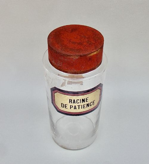 fig 1. FABULOUS 19TH CENTURY FRENCH GILT LABEL GLASS APOTHECARY JAR, CIRCA 1890