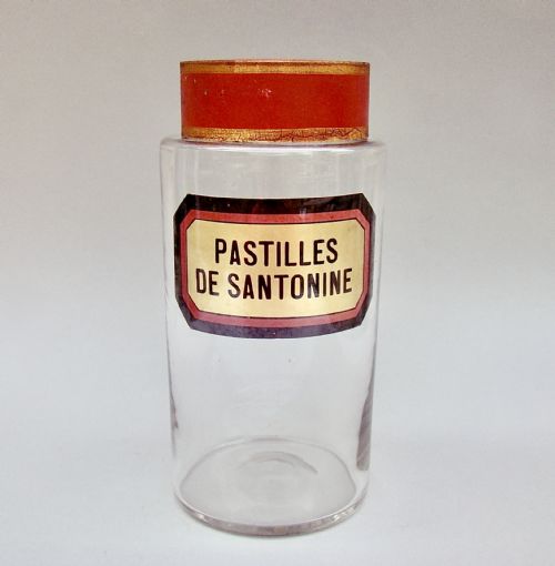 fig 1. SUPERB 19TH CENTURY FRENCH GILT LABEL GLASS APOTHECARY JAR, CIRCA 1890