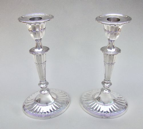 fig 1. ELEGANT PAIR OF VICTORIAN STERLING SILVER CANDLESTICKS BY WILLIAM HUTTON & SONS, LONDON 1896