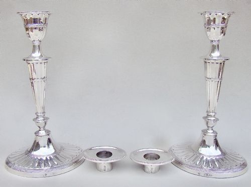 fig 2. ELEGANT PAIR OF VICTORIAN STERLING SILVER CANDLESTICKS BY WILLIAM HUTTON & SONS, LONDON 1896
