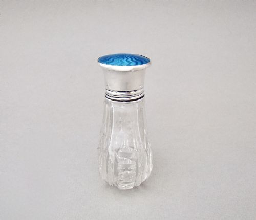 fig 3. DELIGHTFUL ART DECO SILVER & GUILLOCHE ENAMEL SCENT BOTTLE BY MARSON & JONES, BIRMINGHAM 1928