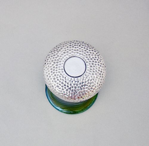fig 2. RARE ART NOUVEAU SILVER MOUNTED IRIDESCENT LOETZ GLASS VANITY JAR BY A&J ZIMMERMAN, BIRMINGHAM 1907