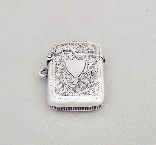 Delightful Small Edwardian Silver Vesta Case by Charles Lyster & Son, Chester 1901