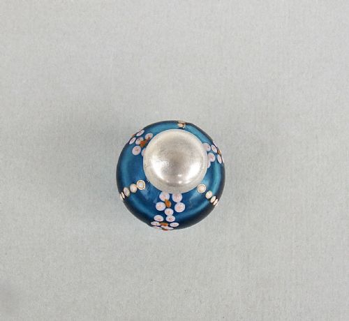 fig 1. EXQUISITE MINIATURE 19TH C. FRENCH SILVER & ENAMELLED GLASS SCENT BOTTLE, CIRCA 1890
