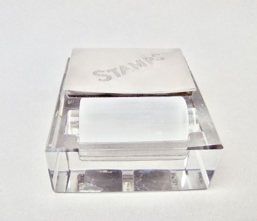 fig 2. RARE ART DECO SILVER DOUBLE STAMP BOX WITH GLASS MOISTENER, LONDON 1924