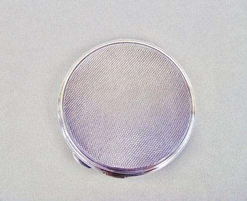 fig 2. STUNNING SILVER AND BLUE GUILLOCHE ENAMEL COMPACT BY BROADWAY & CO, BIRMINGHAM 1940