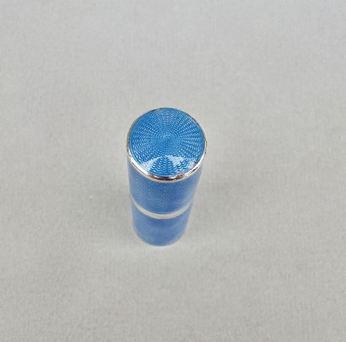 fig 2. RARE ART DECO SILVER GUILLOCHE ENAMEL SCENT BOTTLE CASE, CIRCA 1930