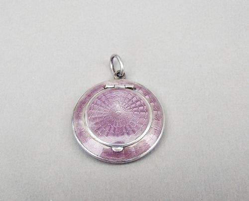 fig 1. EXQUISITE CONTINENTAL SILVER AND GUILLOCHE ENAMEL CHATELAINE COMPACT